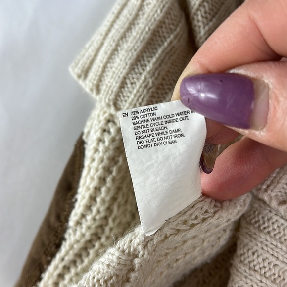 Alya pullover poncho style/cowlneck knittop with elbow patch/long sleeves Sz S/M - Picture 11 of 11